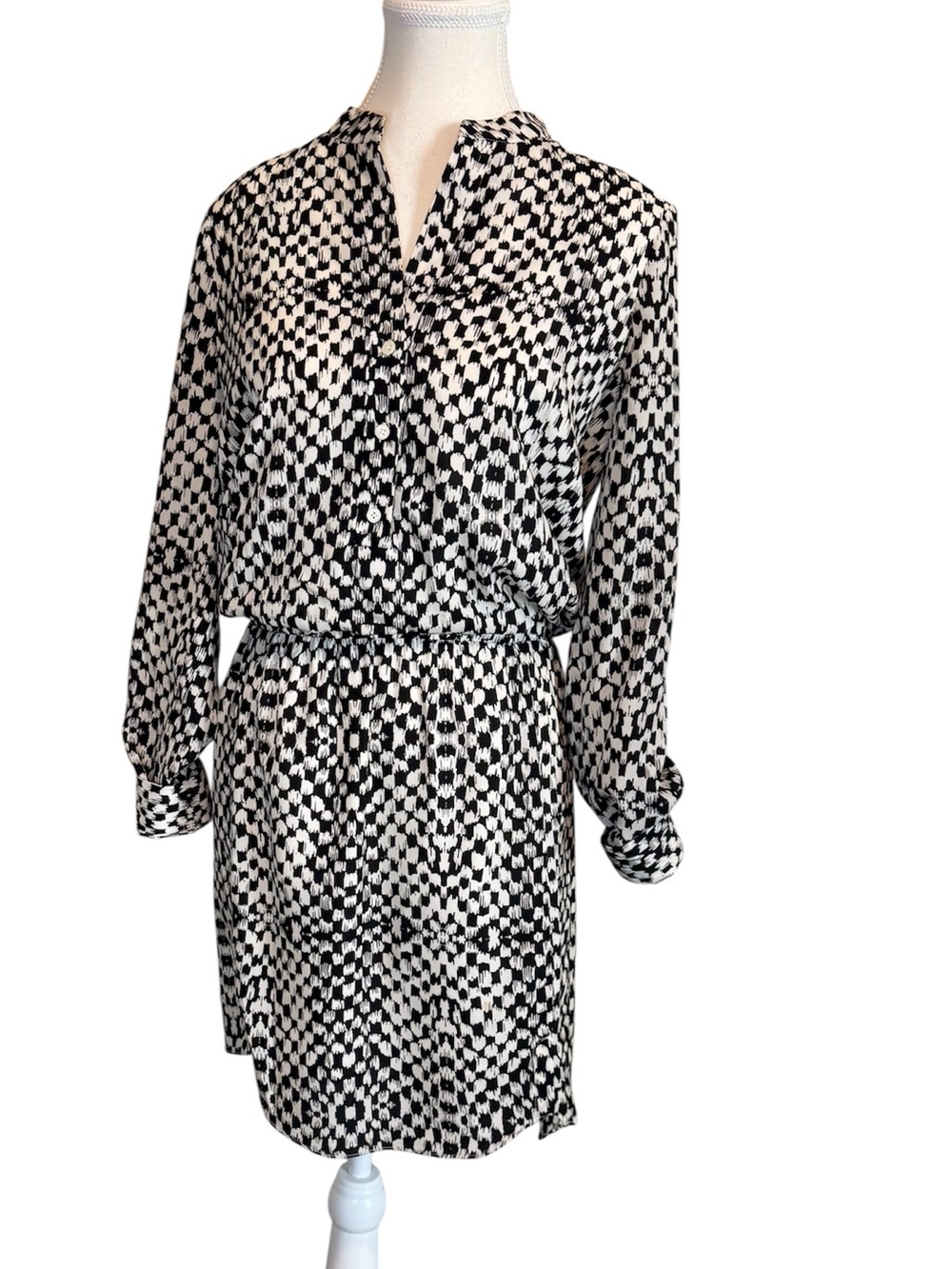 Sam Edelman Black & White Geometric Shirt Dress size XS